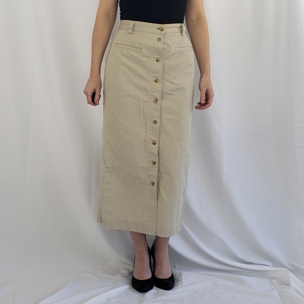 Tommy Hilfiger Button Down Khaki Maxi Skirt
